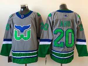 Hartford Whalers #20 Aho Gray 2021 Reverse Retro Alternate Adidas Jersey->arizona cardinals->NFL Jersey